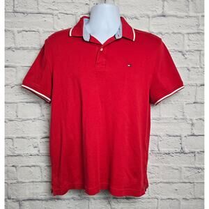 Tommy Hilfiger Shirt Mens Size Medium Red Custom Fit Golf Polo
